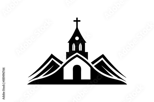 Minimalist church logo icon silhouette vector art illustration design