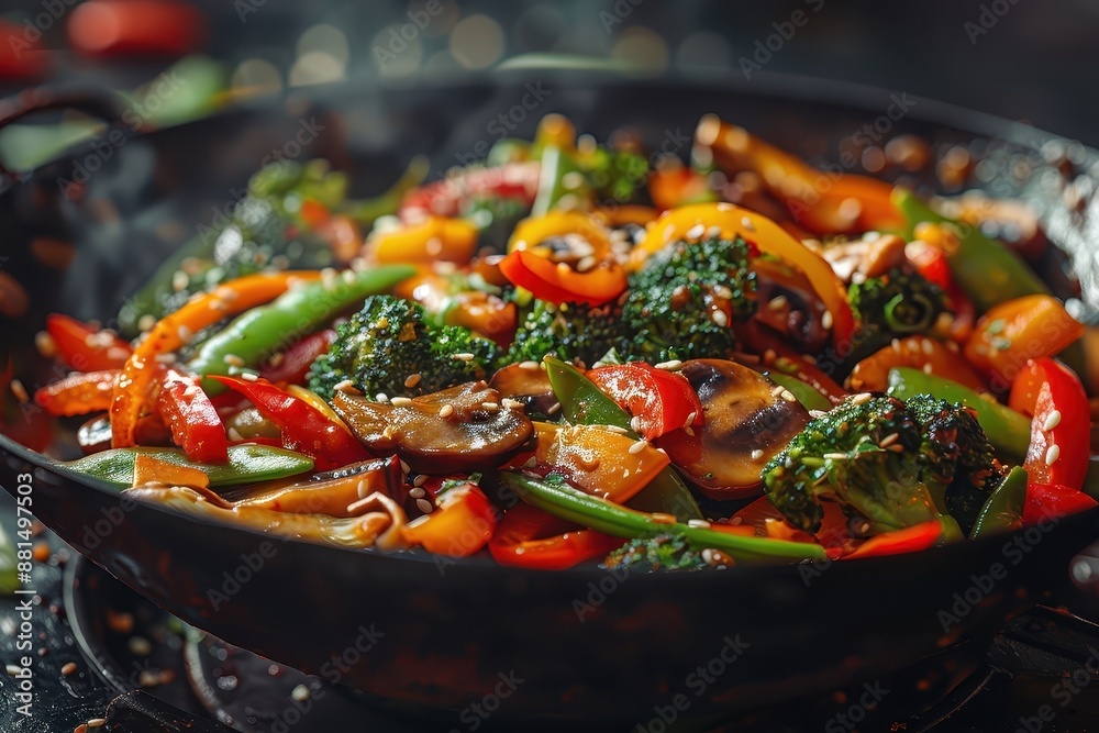 A dynamic image of a colorful stir-fry, capturing the essence of a quick and healthy meal. A dynamic image of a colorful stir-fry, capturing the essence of a quick and healthy meal.