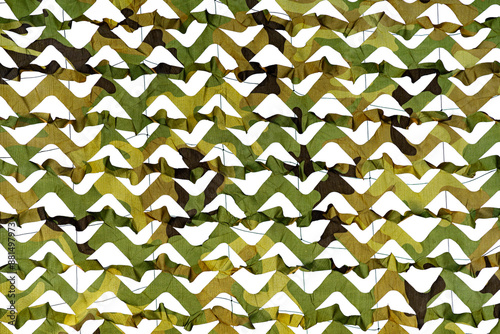 A camouflage shading net or disguise and protection net use in army task, Military green nature pattern