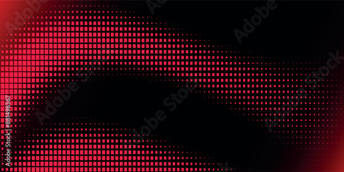 Checkered Halftone Pattern Vector Angled Border Red Dark Blue Abstract Background. Chequered Rounded Square Dots Subtle Texture Pop Art Graphic Design. Half Tone Contrast 