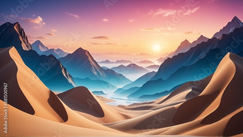 Abstract wallpaper background painting mountains sky