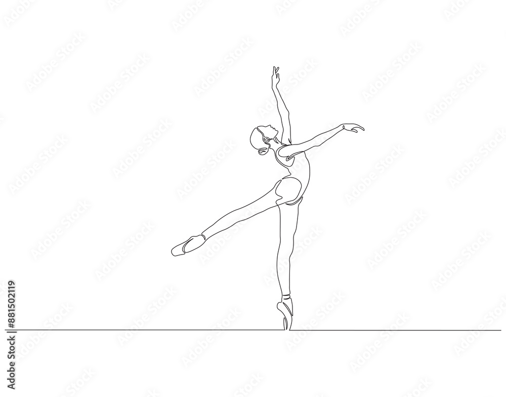 Continuous one line drawing of woman ballet dancer. Single line drawing illustration of ballet dancer. Ballerina concept line art. Editable outline. Continuous one line drawing of woman ballet dancer. Single line drawing illustration of ballet dancer. Ballerina concept line art. Editable outline.