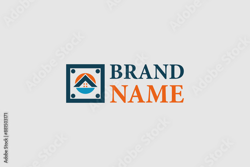 Modern real estate logo with an abstract house icon. Perfect for real estate companies that want to project a modern and approachable image.