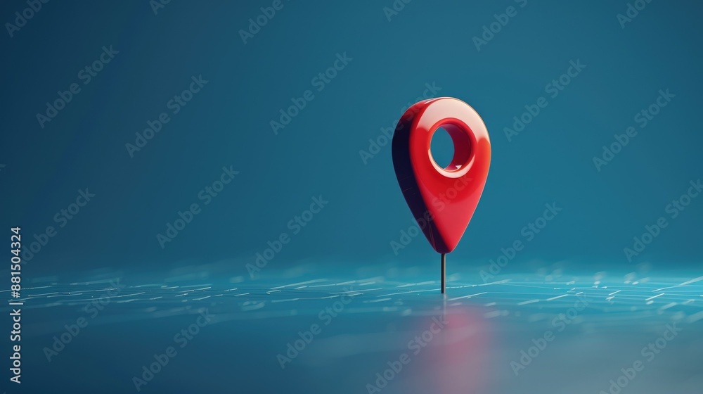 Red Map Pin on Digital Surface Indicating Geo Location and Navigation ...