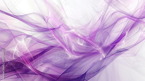 Abstract Purple and White Fractal Waves - Modern Digital Art with Flowing Lines and Ethereal Patterns