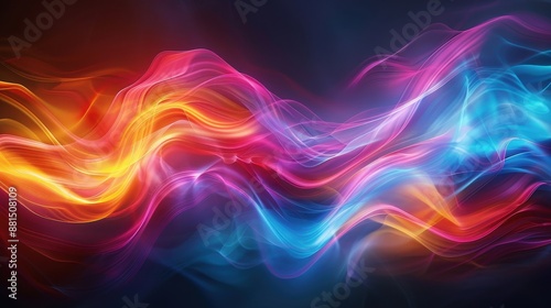 Wallpaper Mural Vibrant Abstract Colorful Light Waves on Dark Background - Dynamic Energy and Motion Concept Torontodigital.ca