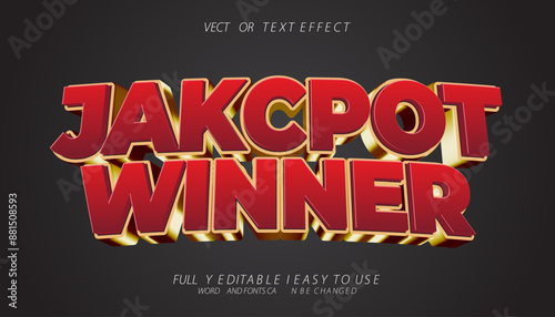 jackpot winner 3d editable vector text effect, trendy text effect style