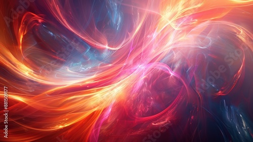 Abstract Colorful Light Swirls - Vibrant Digital Art with Dynamic Flowing Lines and Bright Hues © Sunshine