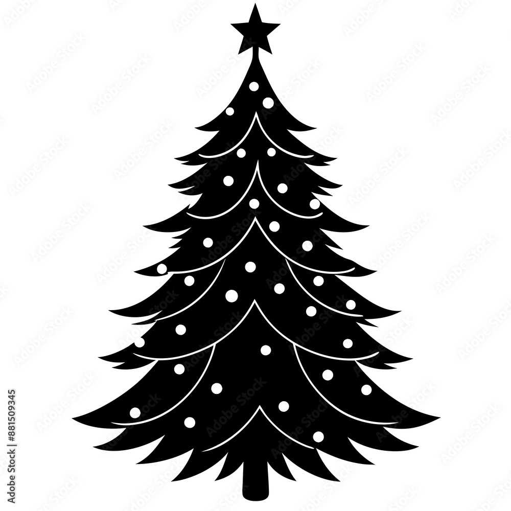 Obraz premium Christmas tree icon silhouette vector art illustration