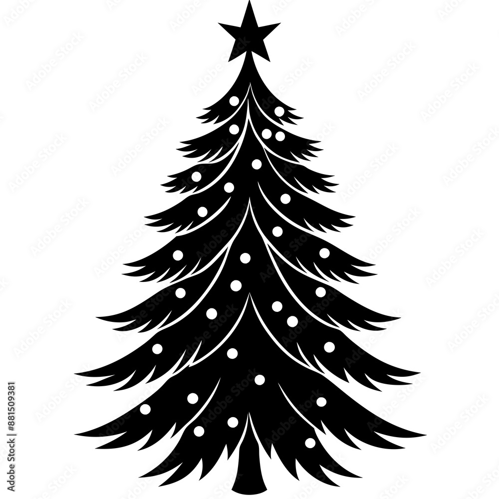 Obraz premium Christmas tree icon silhouette vector art illustration