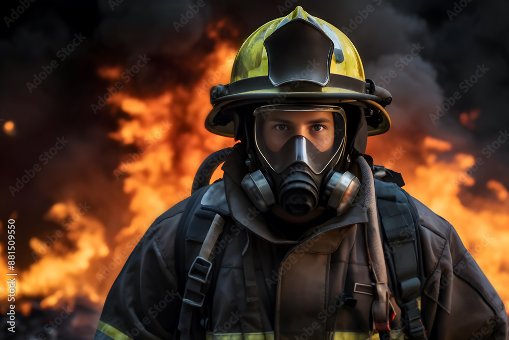 Firefighter confronts massive blaze, vivid heat spectrum illuminating heroism in action Firefighter confronts massive blaze, vivid heat spectrum illuminating heroism in action