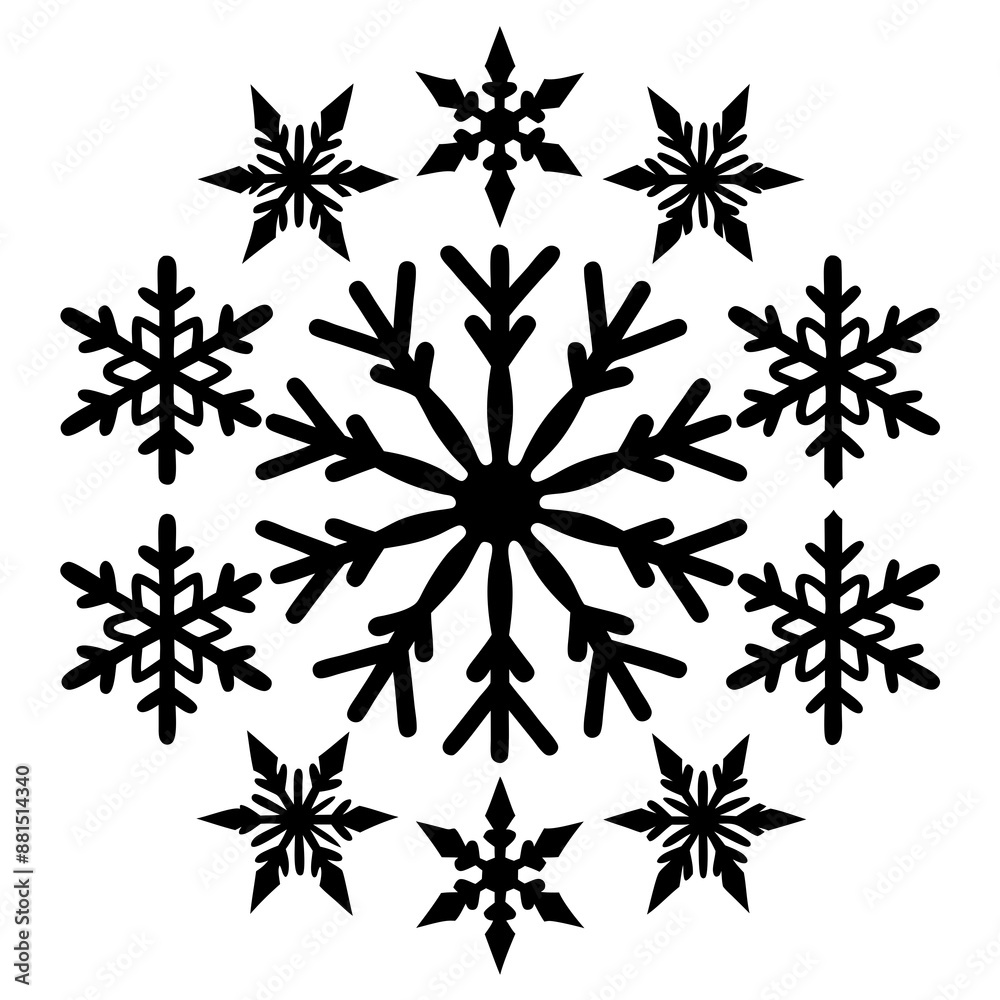 Snowflakes Nice element for Christmas banner, cards. New year ornament silhouette vector art illustration Snowflakes Nice element for Christmas banner, cards. New year ornament silhouette vector art illustration
