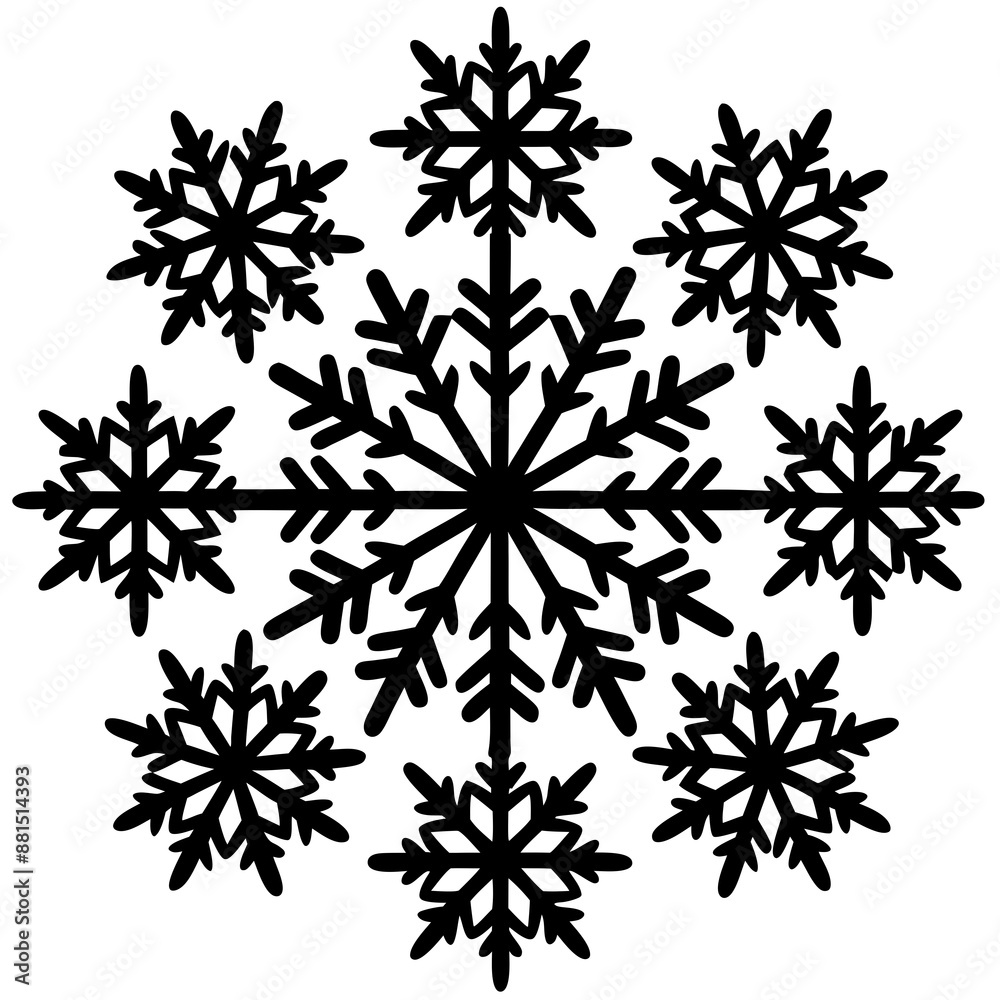 Snowflakes Nice element for Christmas banner, cards. New year ornament silhouette vector art illustration Snowflakes Nice element for Christmas banner, cards. New year ornament silhouette vector art illustration