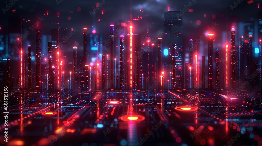 Digital Commerce Insights: Futuristic Background and Data Visualization