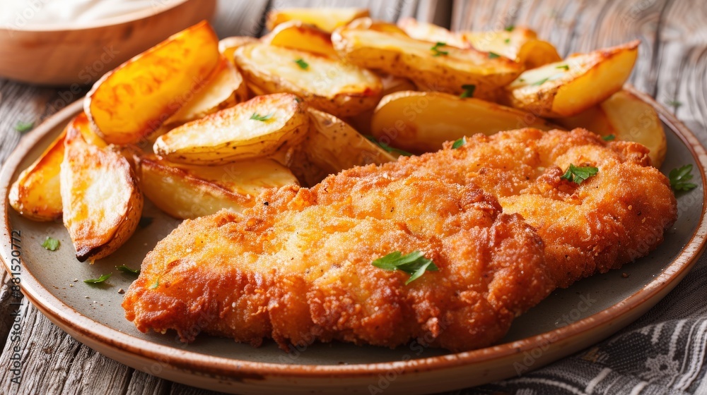 Crispy Schnitzel and Fried Potatoes Crispy Schnitzel and Fried Potatoes