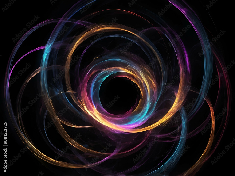 Abstract glow beautiful, bright light swirl of colors. Futuristic light painting on black background. Round light circles Abstract glow beautiful, bright light swirl of colors. Futuristic light painting on black background. Round light circles