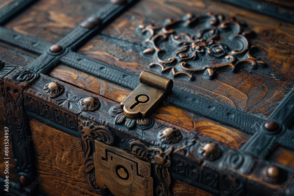 Evokes a sense of mystery and intrigue with a vintage gift box containing a hidden treasure. Evokes a sense of mystery and intrigue with a vintage gift box containing a hidden treasure.
