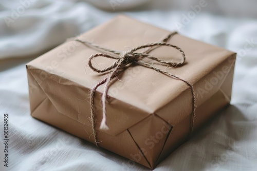 Emphasizes the thoughtfulness and simplicity of a minimalist gift wrapped in brown paper.