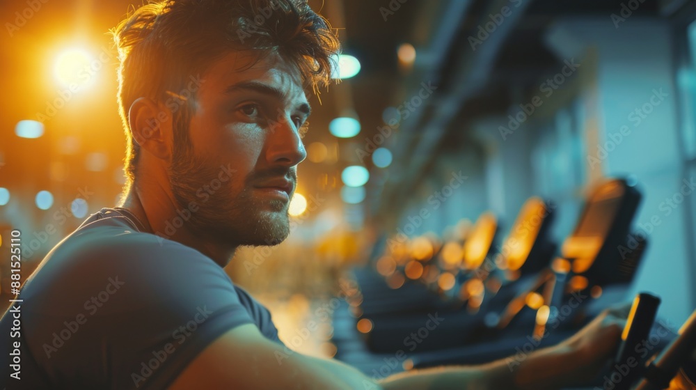 Energizing Fitness: Dynamic Cardio Workout Scene with People on Treadmills and Bikes in a Busy Gym. Energizing Fitness: Dynamic Cardio Workout Scene with People on Treadmills and Bikes in a Busy Gym.