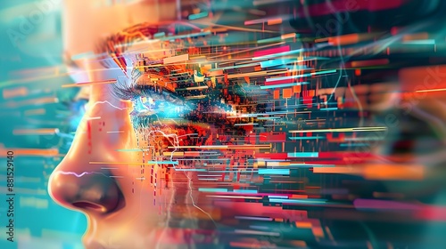 Mesmerizing Glitch Art Distortion - Surreal Digital Visualization of Technology and Data Disruption