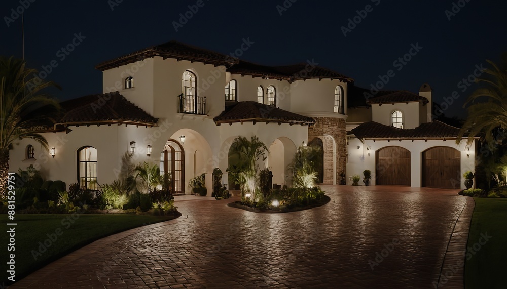 The front view craftsman style white house night view 186 The front view craftsman style white house night view 186