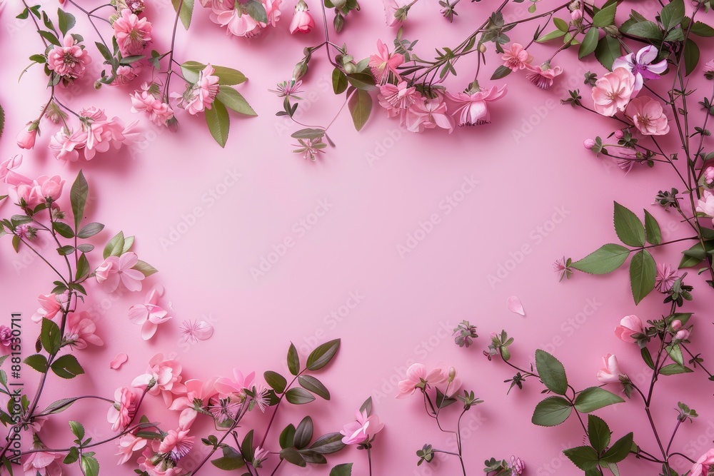 Luscious floral blossoms artfully arranged in a rectangular frame shape on a vibrant backdrop, providing a captivating setting with ample space for customization and creative expression. Luscious floral blossoms artfully arranged in a rectangular frame shape on a vibrant backdrop, providing a captivating setting with ample space for customization and creative expression.