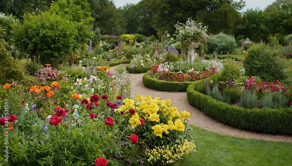 Obraz premium Beautiful garden with hydrangeas in Brittany 