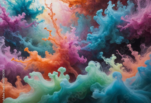 abstract art, vibrant colors, ethereal imagery, surreal, sensation of floating through air, microbial matter