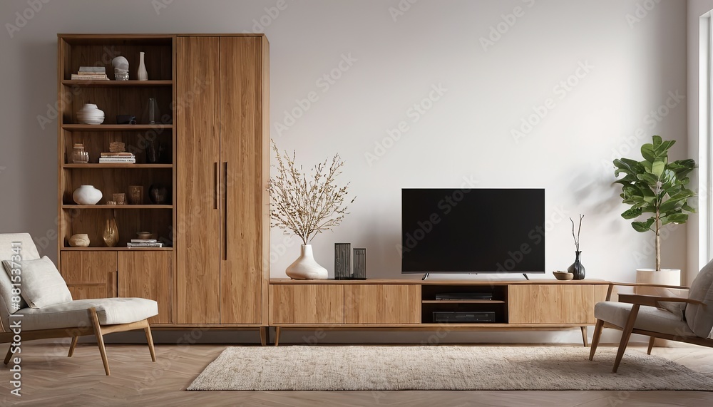 Minimalist living room interior with white wall background and TV cabinet, minimalist, living room, interior decor, white Minimalist living room interior with white wall background and TV cabinet, minimalist, living room, interior decor, white