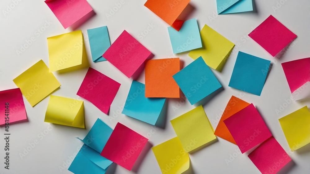 A variety of colorful sticky notes scattered randomly on a white background, showcasing vibrant office supplies for organization and reminders.
A variety of colorful sticky notes scattered randomly on a white background, showcasing vibrant office supplies for organization and reminders.