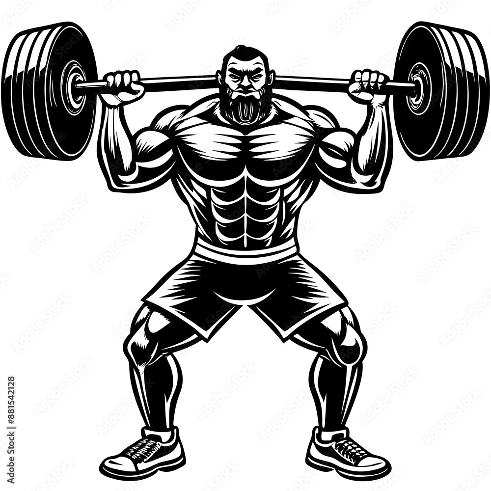 Fototapeta premium Weightlifter Vector Illustration | Cartoon, Clipart, Line Art Design | Digital Printables