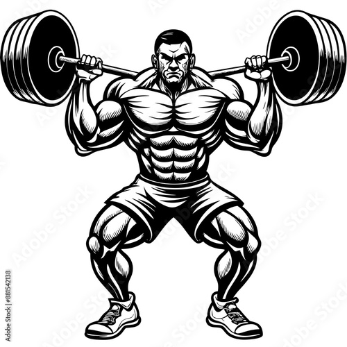 Weightlifter Vector Illustration | Cartoon, Clipart, Line Art Design | Digital Printables