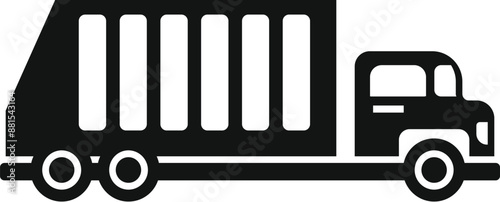 Simple black silhouette of a garbage truck collecting and removing waste