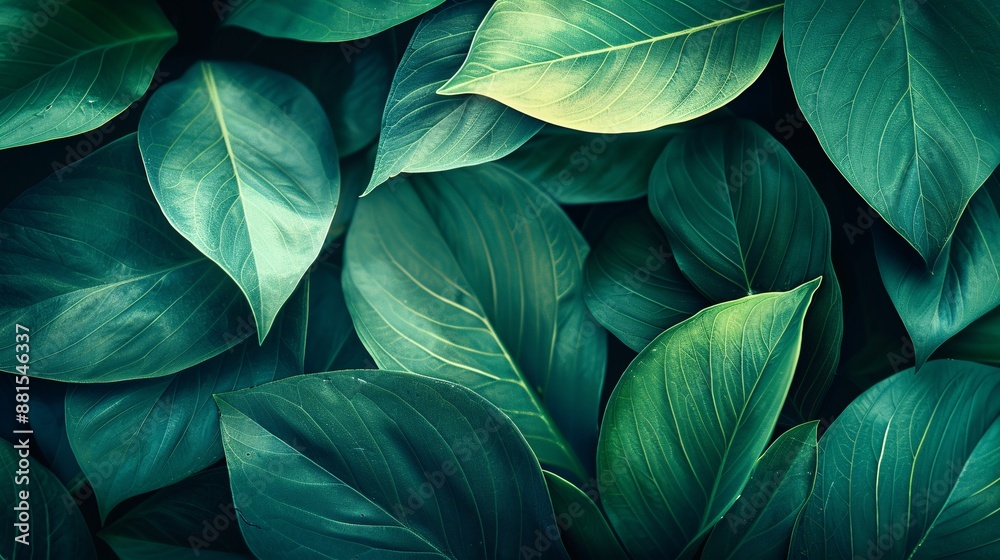 Obraz premium a natural green leaf abstract background, highlighting the vibrant colors and organic shapes.