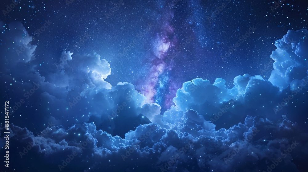Fototapeta premium Night sky with stars and clouds: ethereal outdoor background, ideal for capturing the beauty of nature.