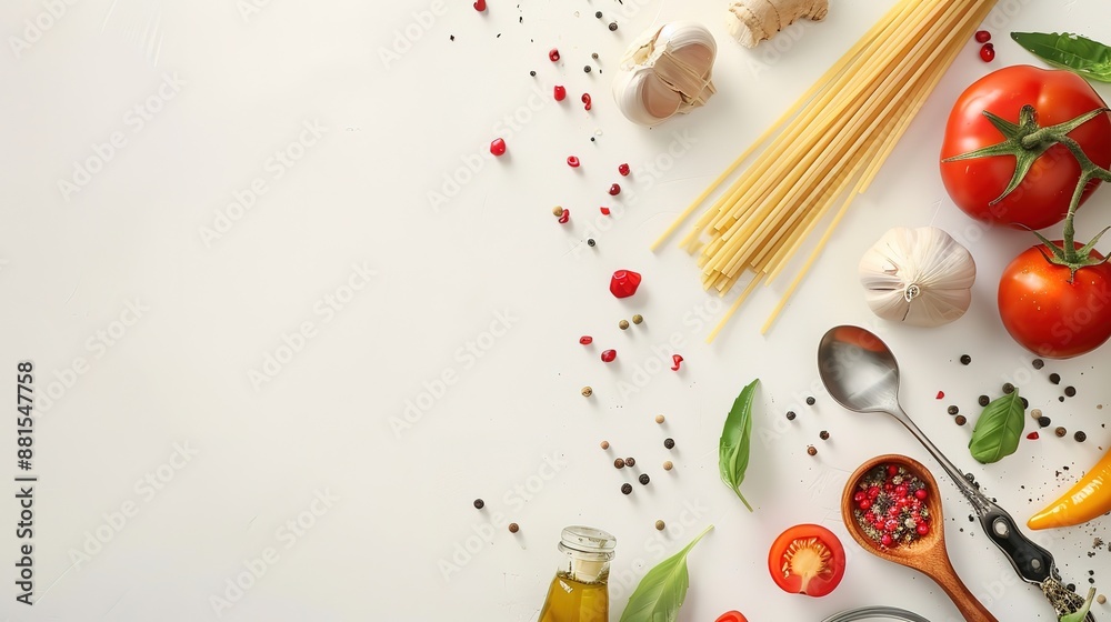Spectacular Top view different fresh vegetables with italian pasta on dark space Spectacular Top view different fresh vegetables with italian pasta on dark space