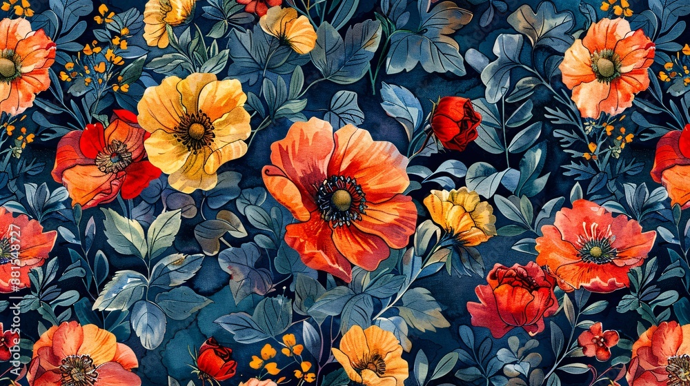refined textile pattern with watercolor flowers in a seamless raster design, suitable for elegant fabric and wallpaper applications. refined textile pattern with watercolor flowers in a seamless raster design, suitable for elegant fabric and wallpaper applications.