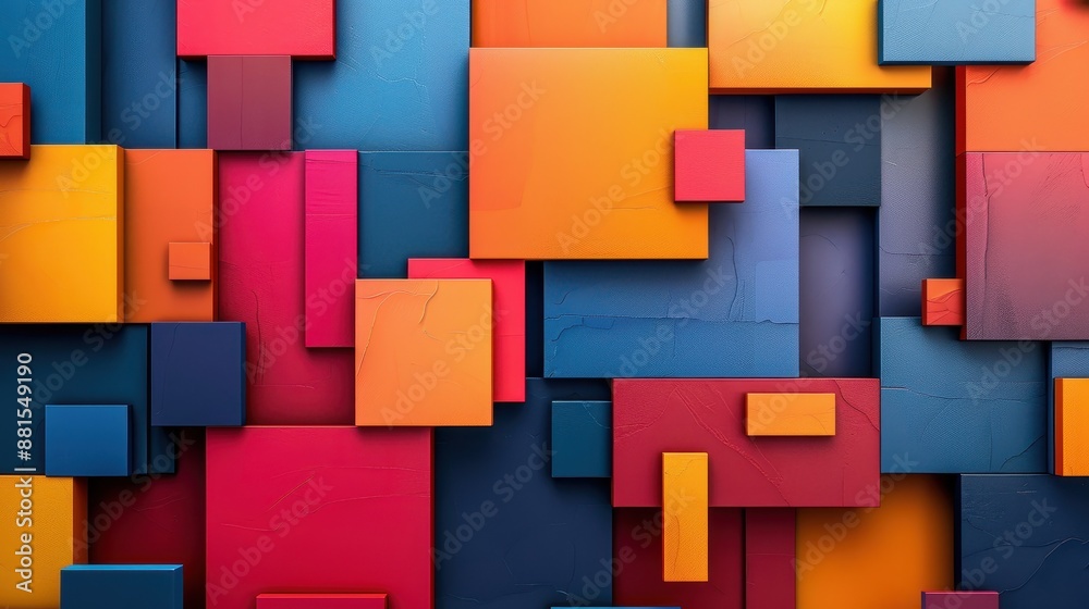 A colorful wall made of squares and rectangles A colorful wall made of squares and rectangles