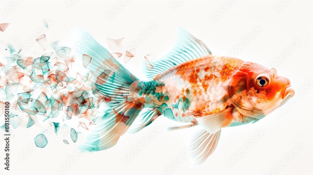 Fragile Ecosystems Collide: Coral Reef Fish Amid Bleached Corals in Double Exposure Symbolizing Climate Change on White Background, Generative Ai Fragile Ecosystems Collide: Coral Reef Fish Amid Bleached Corals in Double Exposure Symbolizing Climate Change on White Background, Generative Ai