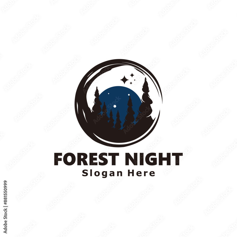 Forest night logo design Vector illustration Forest night logo design Vector illustration