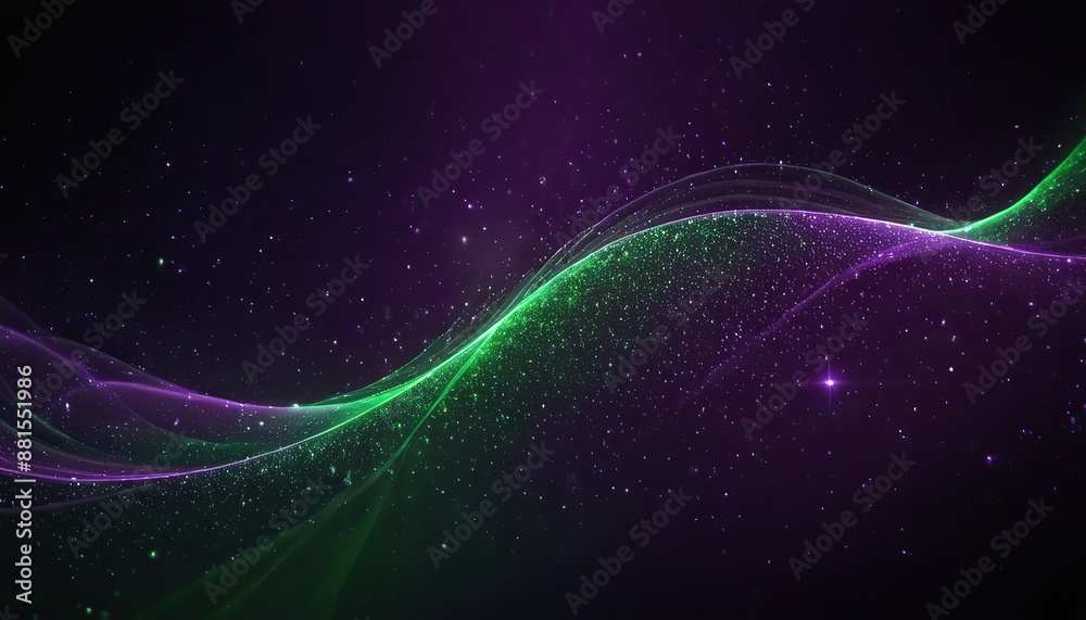 Digital light purple and green background light green particles wave and light abstract background 161