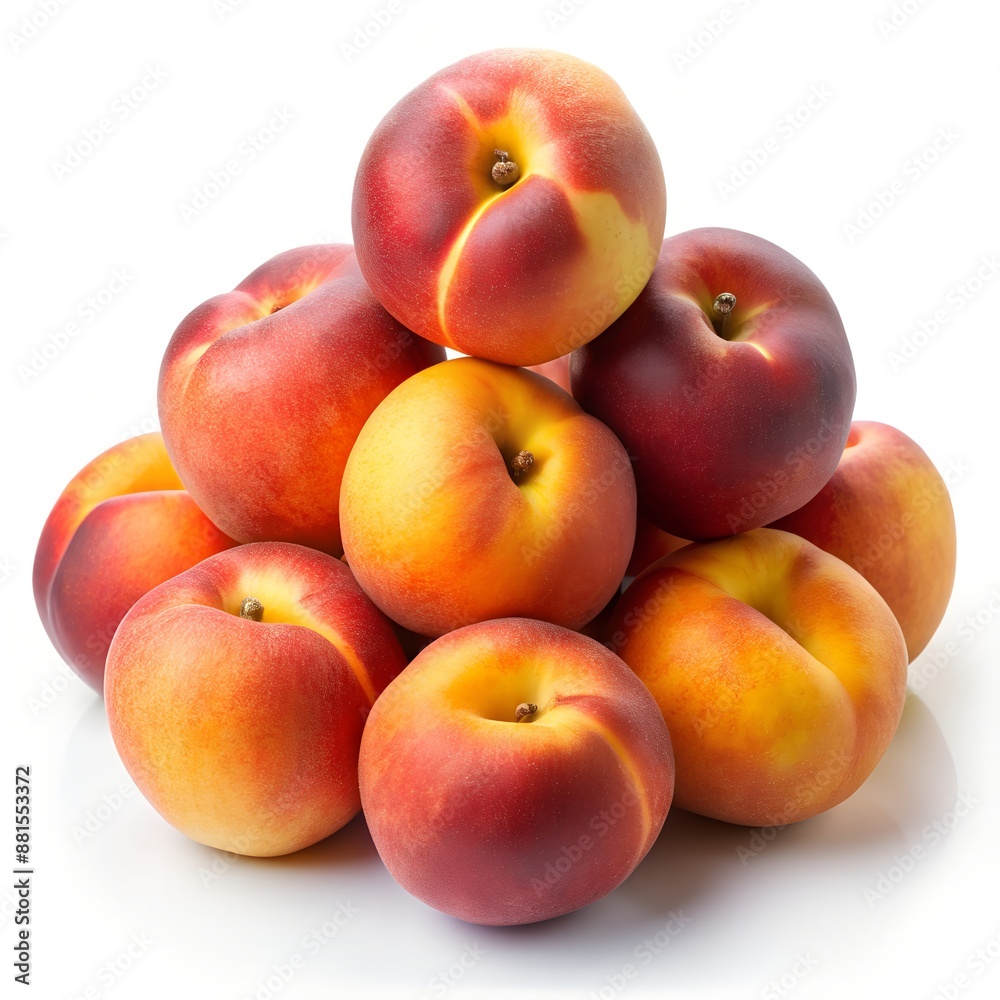 Fresh Ripe Peaches on White Background Perfect for Summer Recipes and Food Photography Fresh Ripe Peaches on White Background Perfect for Summer Recipes and Food Photography