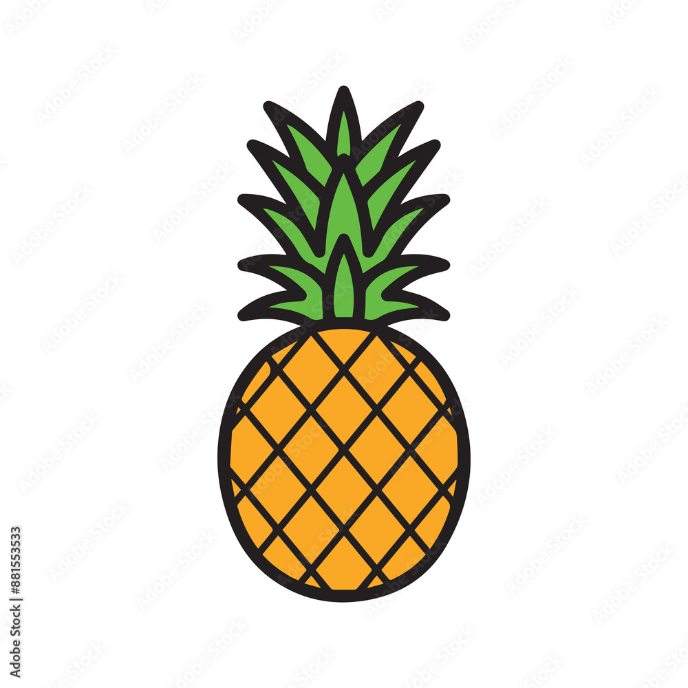 Pineapple natural food icon. Freshness sweet art vector design.