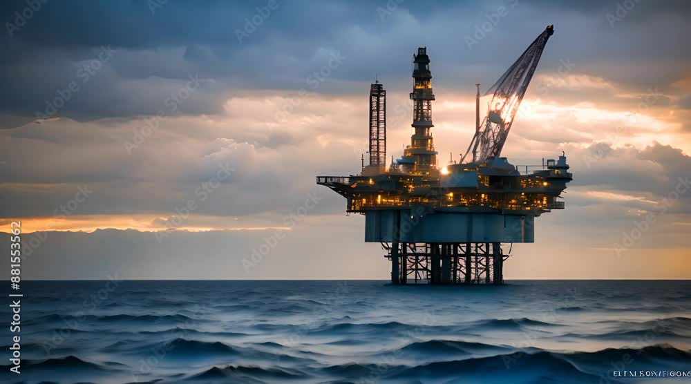 Sea industrial technology oil rig middle of the sea