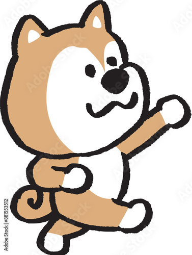 二頭身でシンプルでかわいい柴犬のキャラ素材