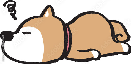 二頭身でシンプルでかわいい柴犬のキャラ素材