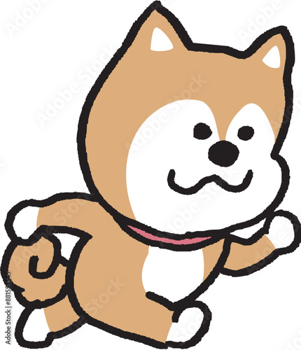 二頭身でシンプルでかわいい柴犬のキャラ素材