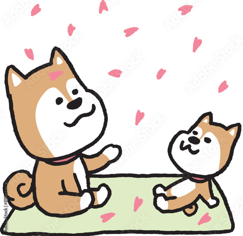 二頭身でシンプルでかわいい柴犬のキャラ素材