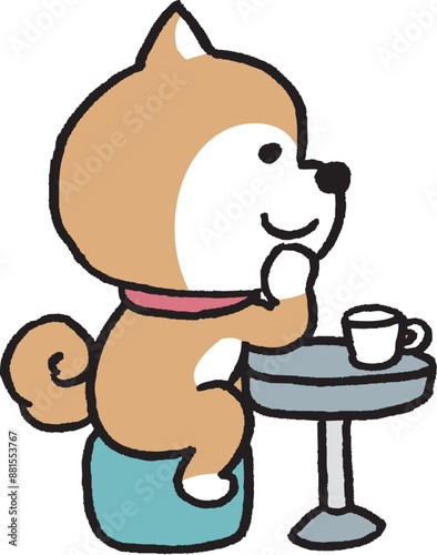 二頭身でシンプルでかわいい柴犬のキャラ素材