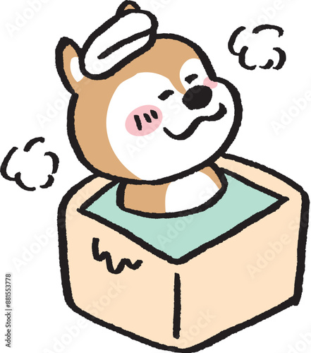 二頭身でシンプルでかわいい柴犬のキャラ素材